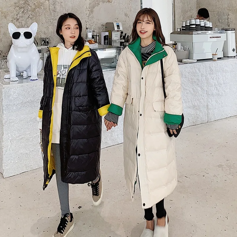 

2019 New Style off Season Online Celebrity Thin Korean-style down Jacket Cotton-padded Clothes Women's Mid-length over-the-Knee