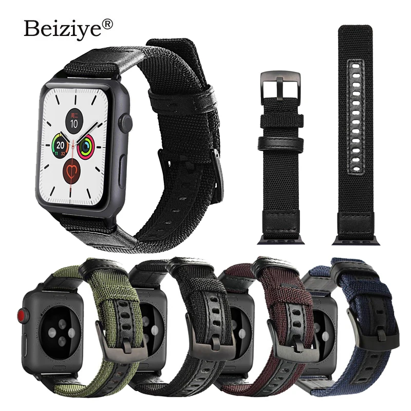 Ремешок нейлоновый из натуральной кожи для Apple Watch Band 42 мм 40 38 44 спортивный браслет