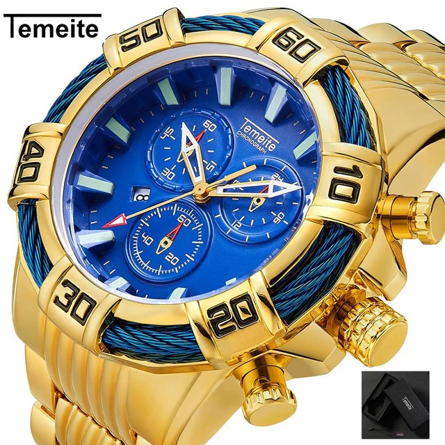 

Temeite Relogio Masculino Business Luxury Gold Quartz Analog Men's Watches Sport Watch Men Waterproof Military Male Wristwatch