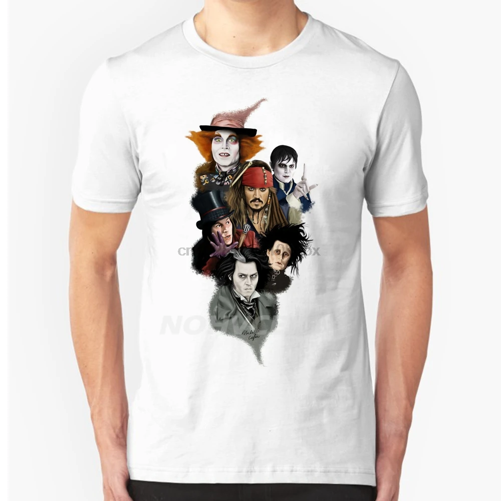 Sweeney Todd Edward Scissorhands Willy Wonka Jack Sparrow Barnabas Collins The Madhatter Tee Shirts | Мужская одежда