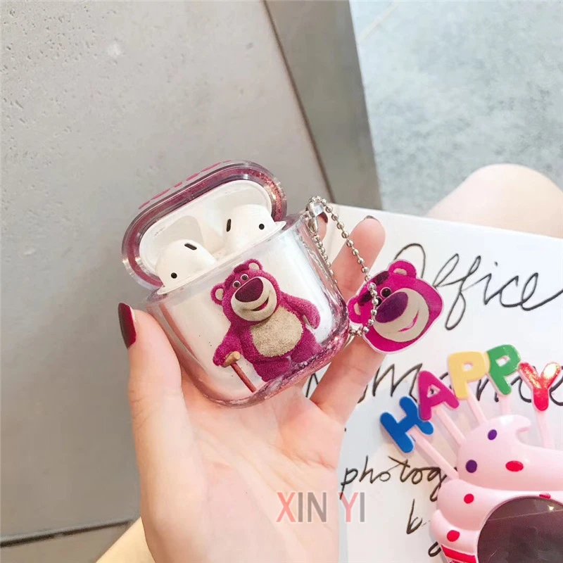 Quicksand For Apple Airpods 1 2 Pro 3 Earphone Case Glitter Cartoon Bear PC Hard Headset Cover Accessories with Lanyards | Электроника