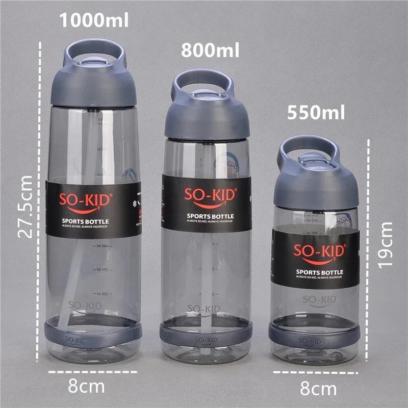 550ml/800ml/1000ml Sports Water Bottle Straw Portable Sport Fitness Bottles Cute Kids Baby Drinkware Waterbottle