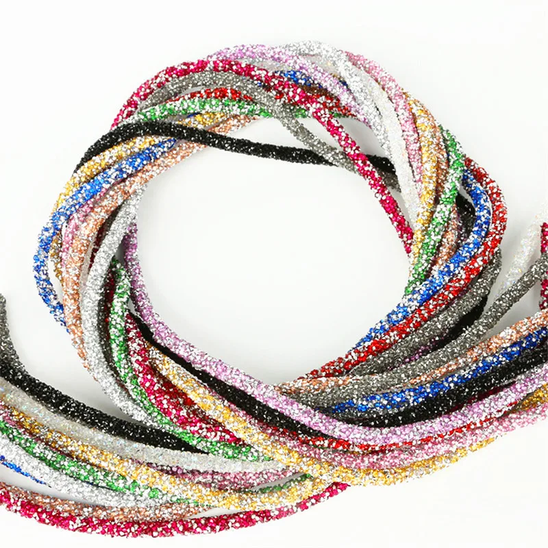 1M/lot Colorful Soft Tube Jewelry Cord Rope String Resin Rhinestone for DIY Crafts Fashion Show Bags Garment Party Decoration