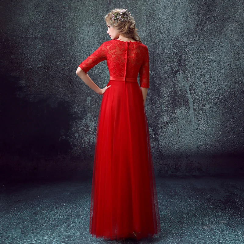Vestido longo с короткими рукавами и поясом, сексуальное длинное красное кружевное строгое вечернее платье, платье для выпускного вечера, платья для матери невесты