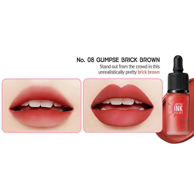 Glimpse Brick Brown Перипера чернила воздушный бархат 15 цветов водостойкая жидкая губная помада дорогой Дарлинг тату тинты увлажняющий корейский Косметика - Цвет: Glimpse Brick Brown
