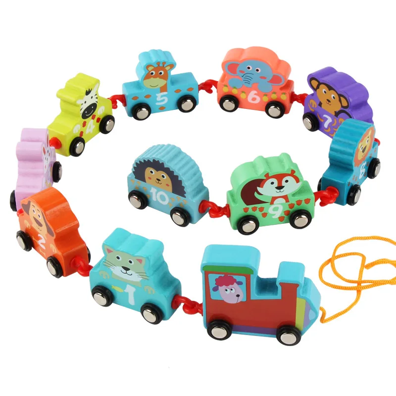 

Baby Toys Wood Train Truck Set Geometric Sorting Board Montessori Kids Educational Toy Stacked Puzzle Child Gift