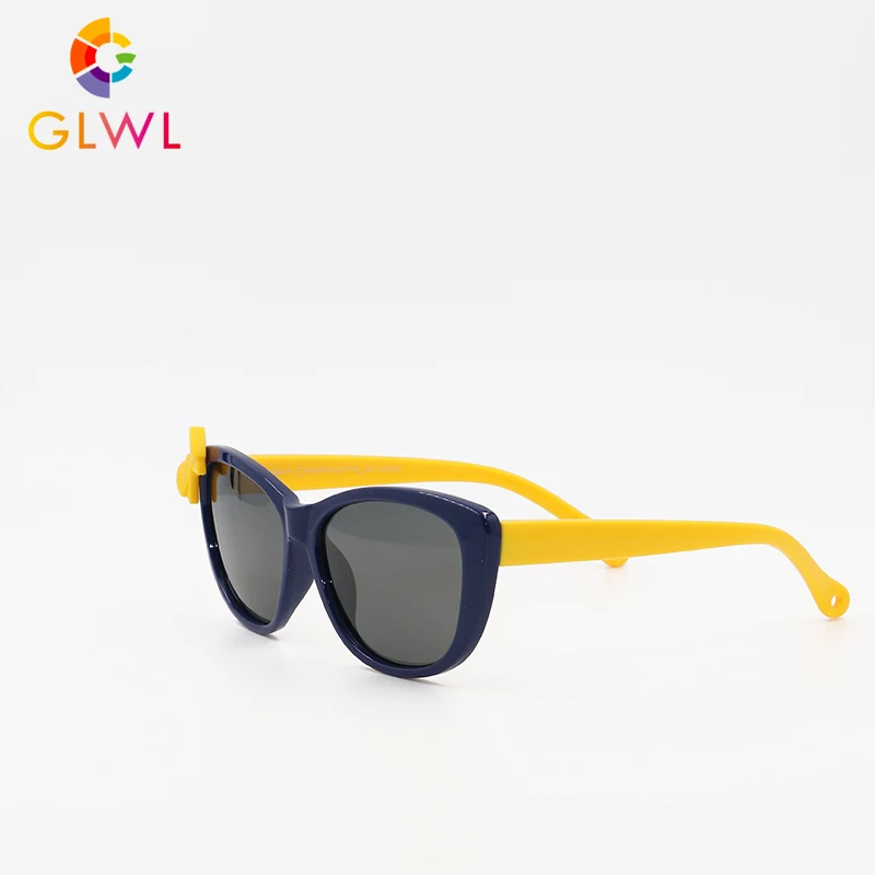 GLWL, детские очки, PC, защита от ультрафиолета, квадратные очки, оправа, поляризационные солнцезащитные очки, для мальчиков и девочек, силиконовые очки, модные, высокое качество - Цвет линз: GLWL1909-4G