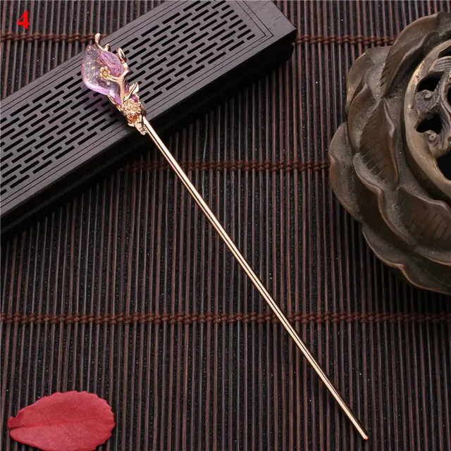 Vintage Chinese Style Hairpins Hair Stick Women Metal Glaze Hair Fork Hair Chopsticks Woman Jewelry Hair Clip Accessories 2021 4