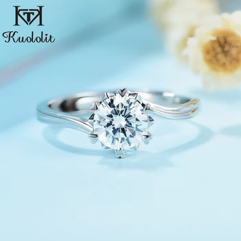 

Kuololit Natural Moissanite Rings for Women 925 Solid Sterling Silver Round Brilliant Cut lab Diamond ring for Party Engagement