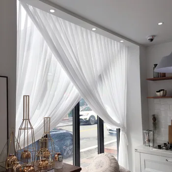 

Chiffon Window Screen Living Room Dining Room Bedroom Light Transparent Vertical Soft White Yarn Curtain Diamond Yarn Curtain