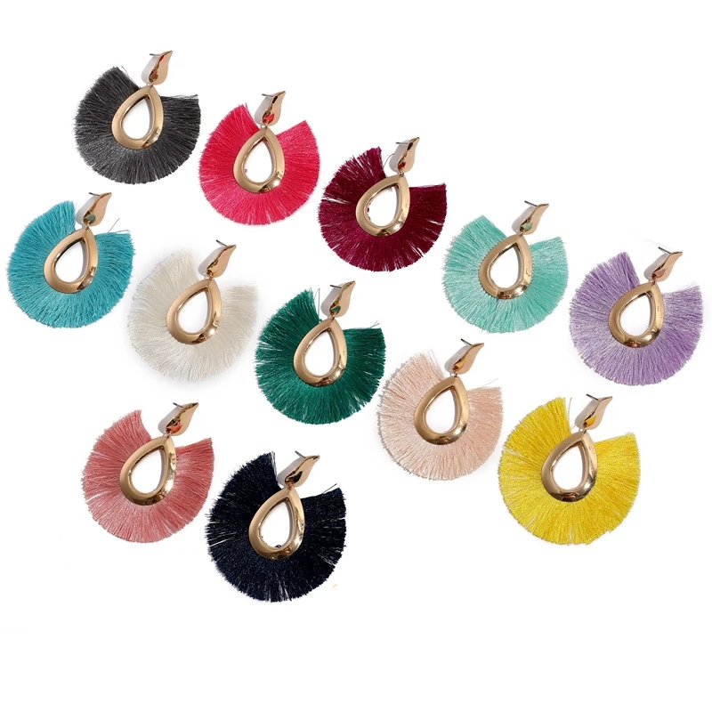 

2019 Big Tassel Earrings for women Bohemian Statement Long Earring jewelry Geometric Earring