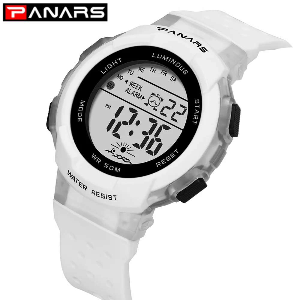 

PANARS 2019 New Arrival Children Colorful 7 LED Night Lights Sports Digital Watches 50M Waterproof Wrist Watch for Kids Students