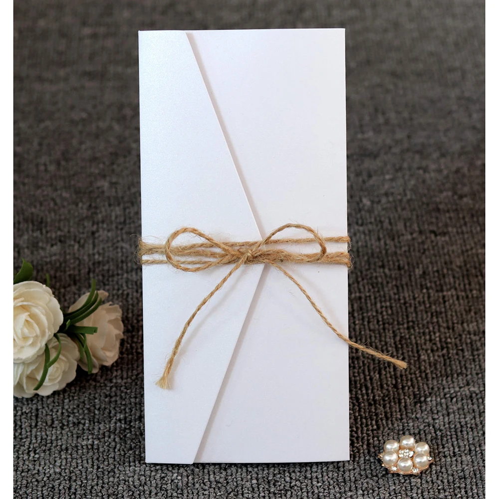  10pcs Retro DIY Kraft Paper Invitation Greeting Card with Envelope Handmade Dry Flower Wedding Part - 4.00041E+12