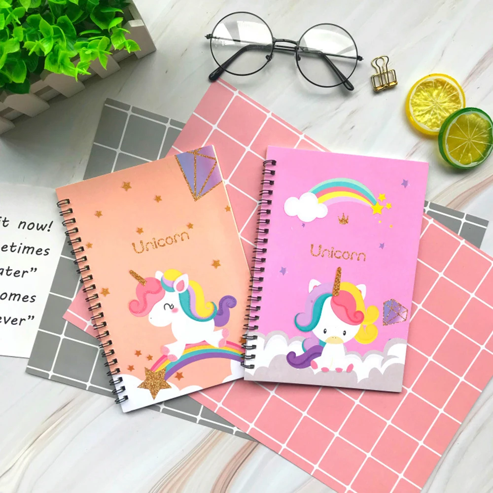 Kawaii Unicorn металлический блокнот с кнопками 1 шт. креативный простой листьями