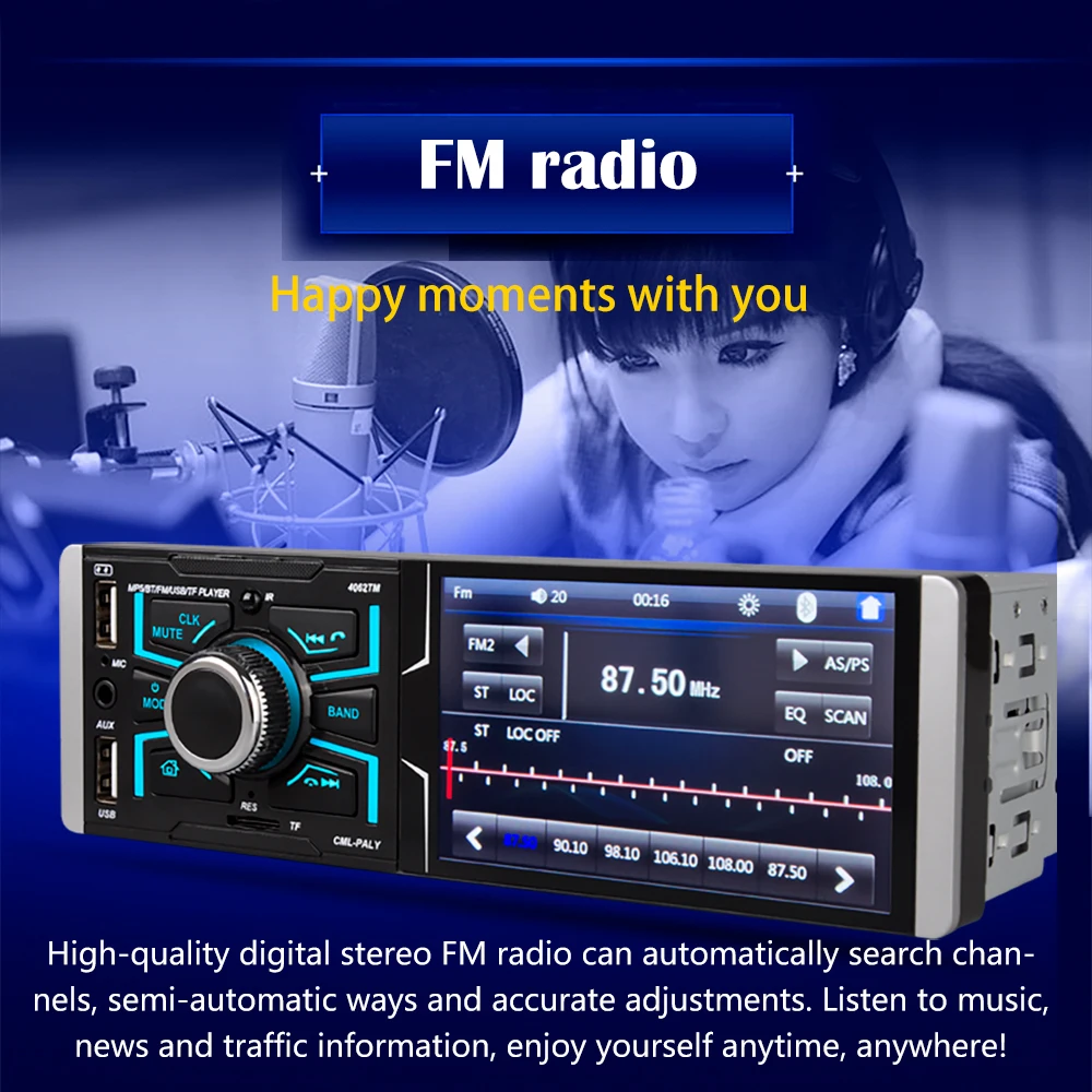 Автомагнитола AMPrime 1 Din Autioradio с сенсорным экраном 4 дюйма автомобильный