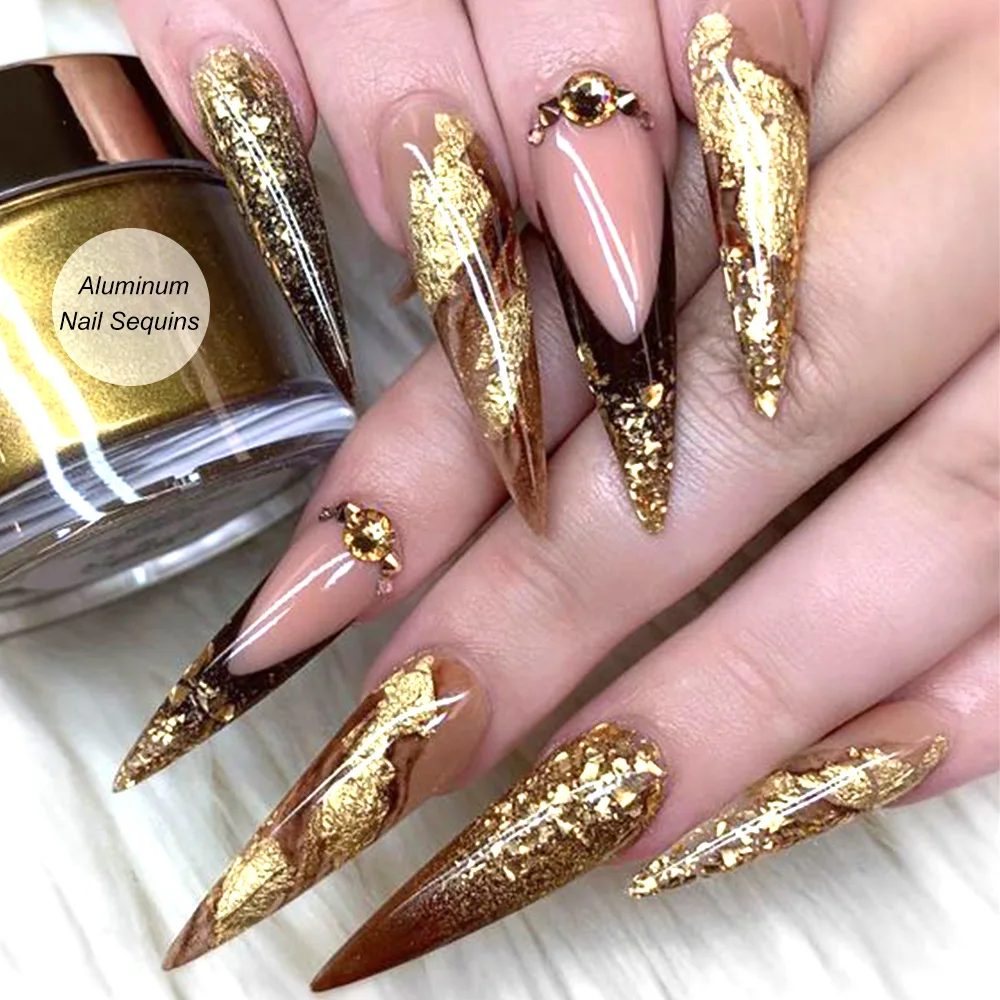 8Types of Platinum Shredded Tin Foil Nail Art Glitter Sequins Gold Silver Platinum Shredded Paper Foil Nail Art Deco Jewelry