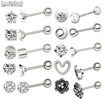 

10pairs Exquisite Round Heart Star Flower CZ Zircon Ear Tragus Cartilage Earring Stainless Steel Ear Stud Piercing Body Jewelry