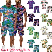 Men‘s Sets 2021 Summer Short Sleeve T Shirt+Shorts 3D Print Casual Suit 2 Pieces Fashion Sportswear Breathable Mesh Clothing