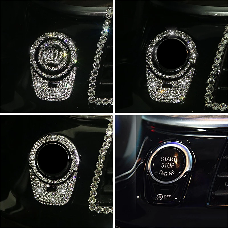 

Luxury Diamond Crystal Crown Start Stop Engine Button Sticker For Bmw X1 X3 X5 530LI 320LI 3 Series