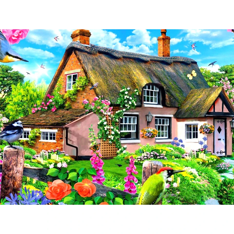 5D DIY Diamond Painting Landscape Full Square/Round House Diamond Embroidery Rhinestone Art Picture Mosaic Home Decoration Gift 