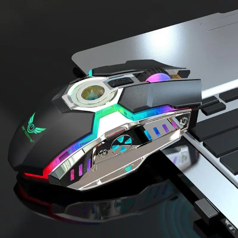 ZERODATE T30 Механическая беспроводная 2,4G 7 Кнопка 2400 dpi мышь с usb-приемником RGB потоковый эффект для игр и офиса