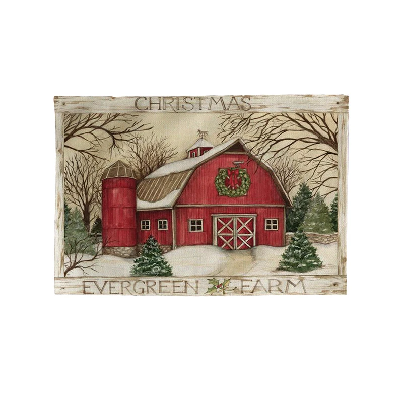 Красный грузовик, Рождественская елка, кухонная подставка, обеденный стол, коврики, хлопок, лен, коврик для чаши, 42*32 см, домашний декор CD05