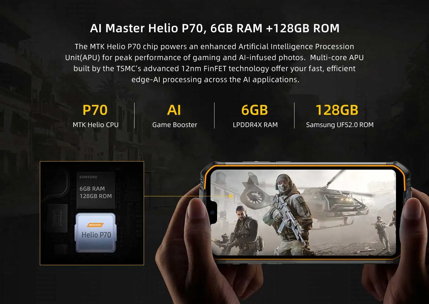 DOOGEE S68 Pro, прочный телефон Helio P70, четыре ядра, 6 ГБ, 128 ГБ, Беспроводная зарядка, IP68, водонепроницаемый, NFC, 6300 мА/ч, 12В, 2 А, зарядка, 5,9 дюймов, FHD