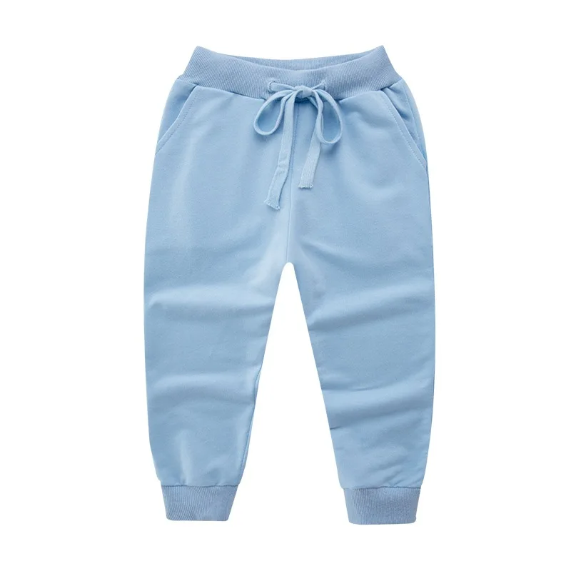 Light blue Детские штаны детские спортивные штаны из хлопка весенне-осенние штаны для мальчиков однотонные детские штаны с эластичной резинкой спортивные штаны с карманами для девочек - Цвет: Light blue