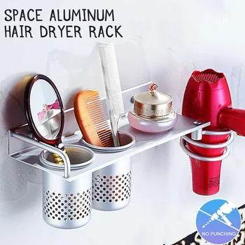 

Aluminum Hairdryer Bracket Bathroom Shelf Storage Wall Mounted Hairdryer Rack Organizer Holder Toothbrush Toilet Shelf