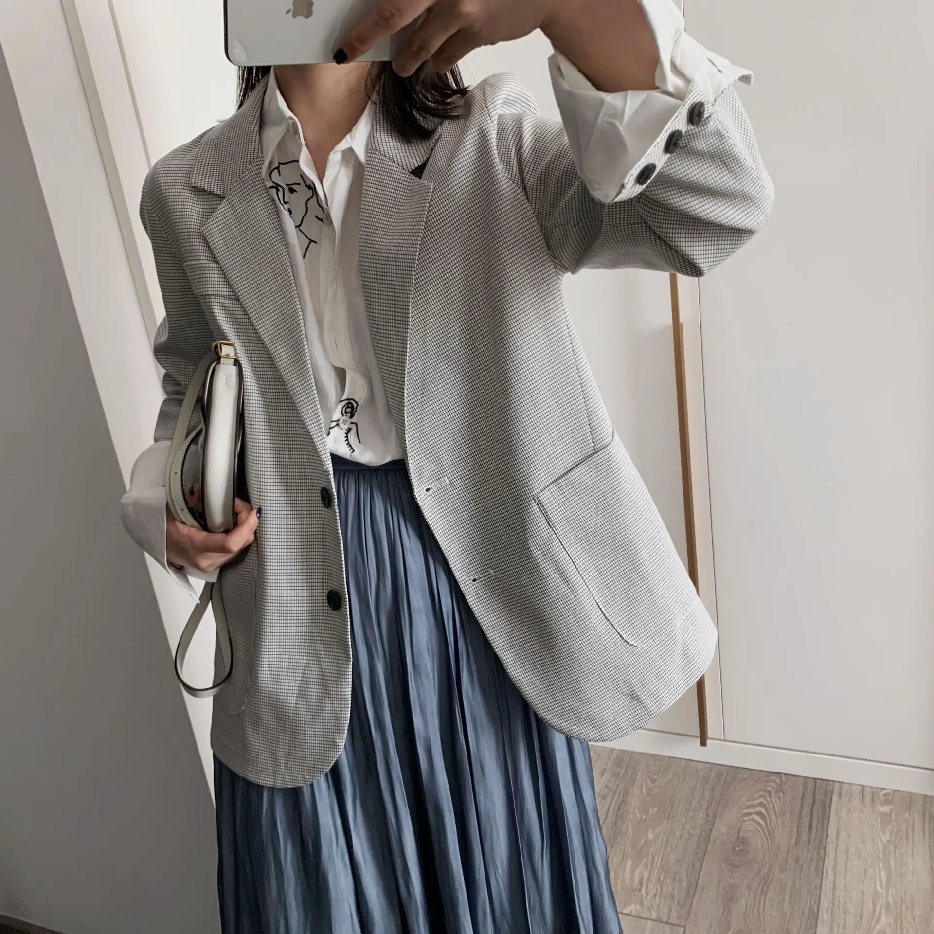 

T3852 WOMEN'S Dress 2019 Spring Clothing New Style Fresh College Style Short-height Fold-down Collar Suit WOMEN'S Casual Coat