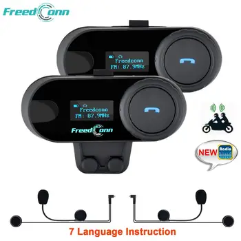 2pcs Original FreedConn Updated TCOM-SC Bluetooth Motorcycle Helmet Intercom Interphone Headset with LCD screen FM Radio TCOM SC ohanee new version bluetooth motorcycle interphone headset helmet intercom lcd screen with fm radio soft earpiece