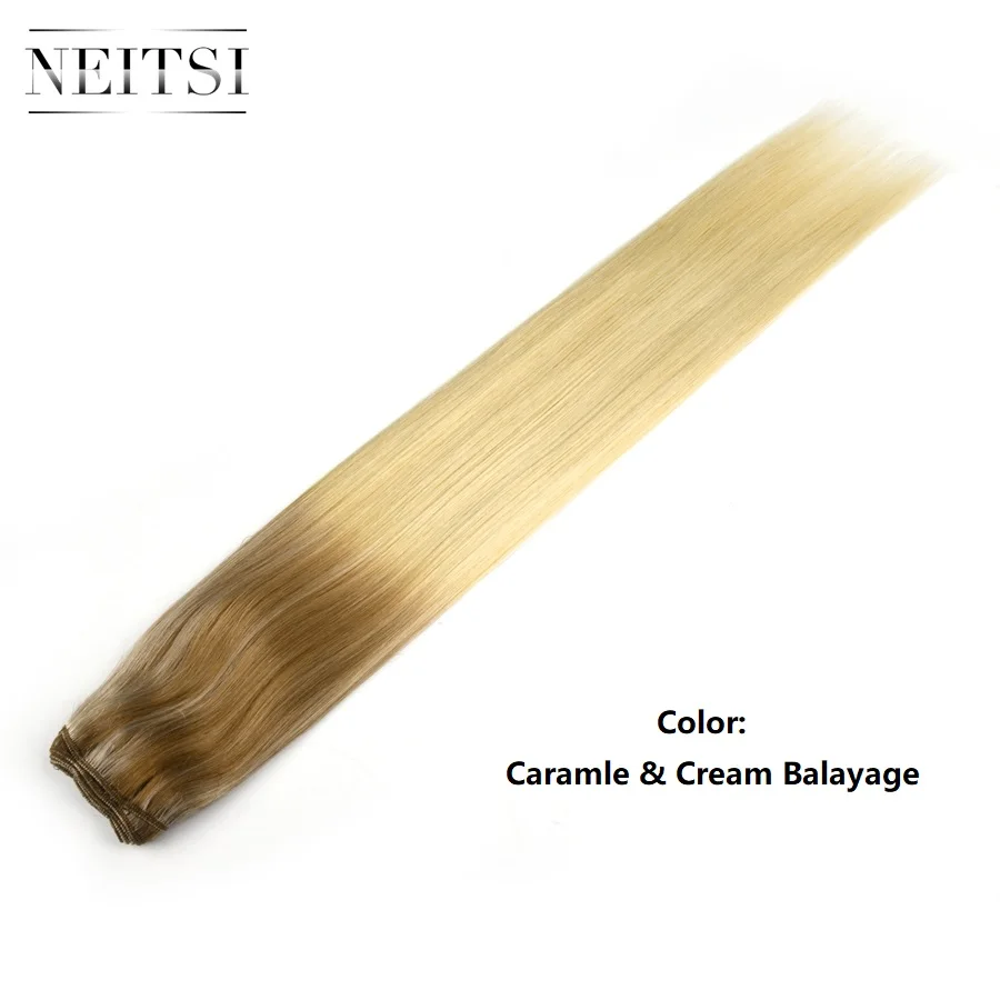 Caramle - Cream Прямые человеческие волосы Neitsi для наращивания с двойным нарисованным эффектом, 22 дюйма, 55 см, 100 г/шт., натуральные волосы, уток, пряди, Ванильная Икра, цвет Balayage - Цвет: Caramle - Cream