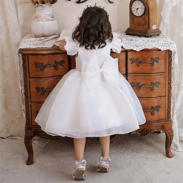 Robe de princesse avec nœud mignon pour bébé fille, robe d'anniversaire  pour bébé de 1 an, robe de fête pour enfant en bas âge, robe de baptême -  AliExpress