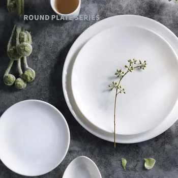 

KINGLANG Classical White Melamine Round Flat Dinner Plate Wholesale Restaurant Tableware Dinner Set Buffet Tray