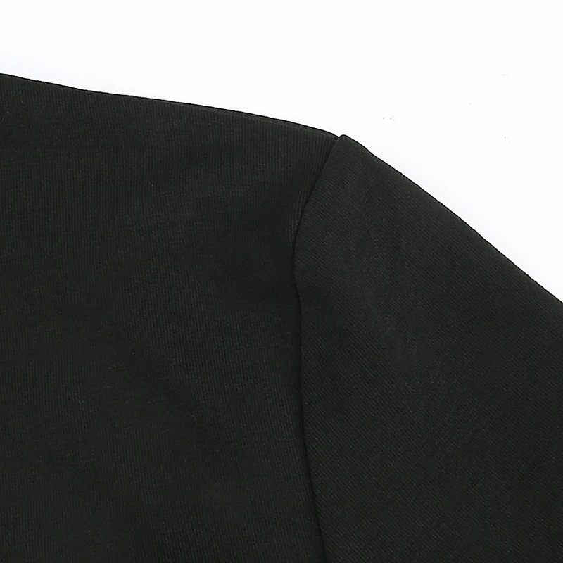 Darlingaga Повседневная облегающая черная футболка с длинным рукавом Женские топы на молнии с буквенным принтом Осенние футболки Harajuku базовые Топы