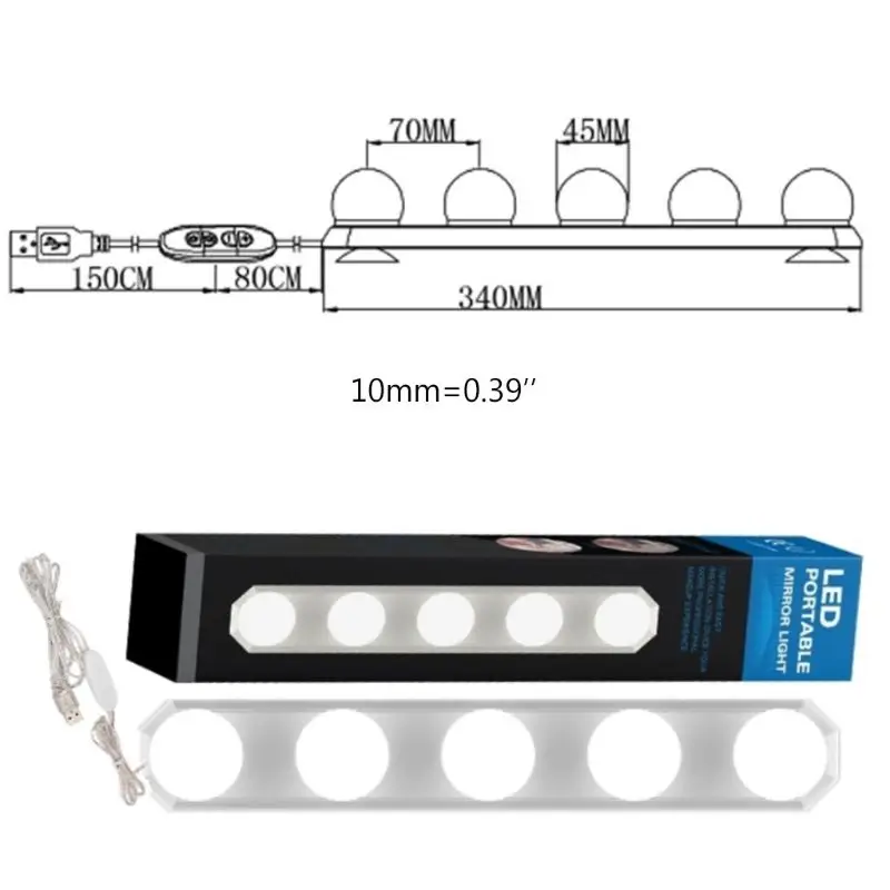 5 светодиодов USB зеркало для макияжа светильник 5V лампа на присоске крепление 3 цвета бесступенчатая Q84D