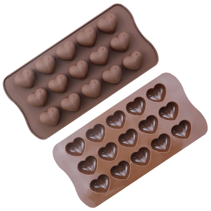 Silicone Cake Mold 15 Lattices Heart-Shape Chocolate Mold with Raindrops Baking Mold Tools for Cakes Bakery Supplies Heat-resist