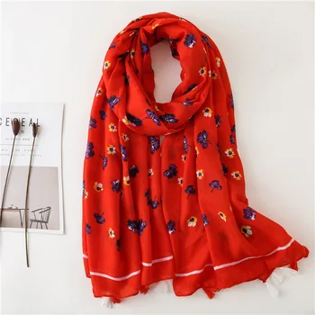 

Luxury Brand Summer Red New Style Shawl Cotton Linen Sunscreen Silk Scarf Beach Towel Soft scarves women infinity chiffon hijab
