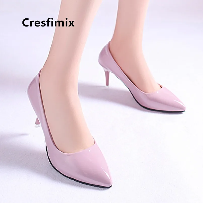 Cresfimix/женские модные удобные офисные туфли на высоком каблуке с острым носком без застежки; милые повседневные женские туфли черного цвета высокого качества; b3210