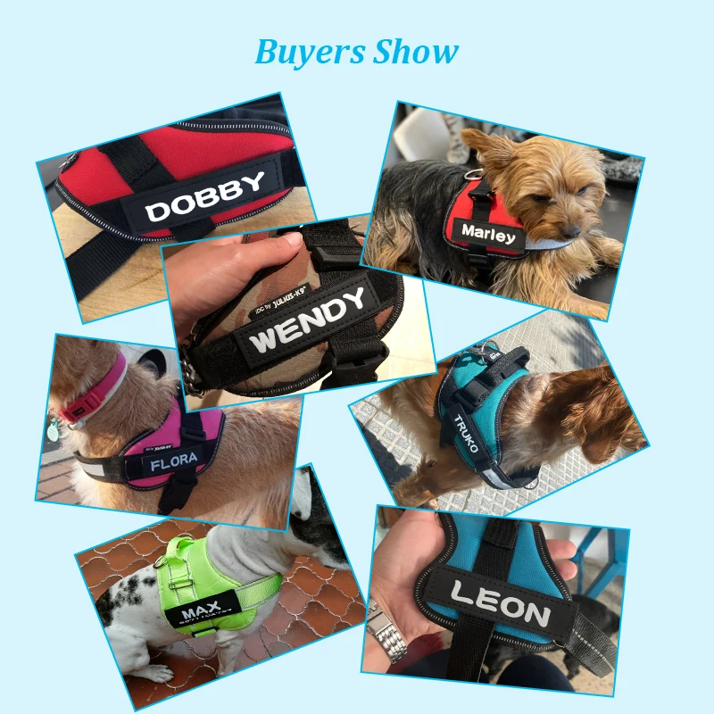 2PCS PU Dog Name Tag Patches JULUS K9 Dog Harness ID Tag