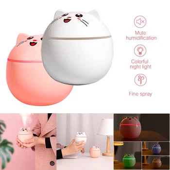 

300ML Air Humidifier USB Aroma Diffuser Cute Cat Air Purifier Freshener Cool Mist Maker With LED Night Light For LED Office Home