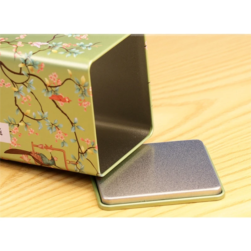 Square plum tea Box Tea Container Snack Storage Box Metal Candy Cans Vintage Kitchen Sealed Canister Chinese Style Tea