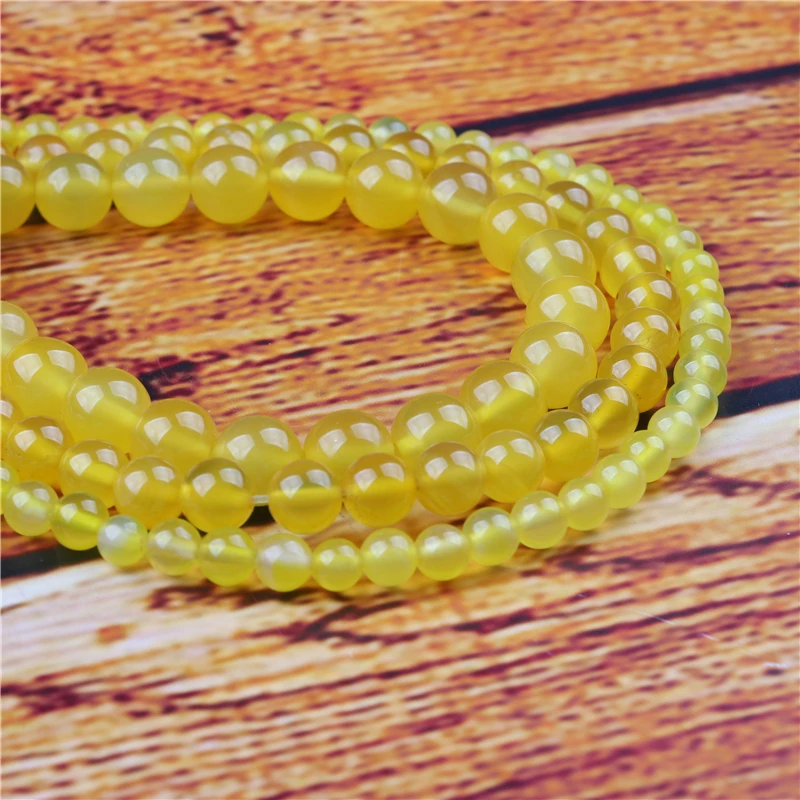 

Yellow Agate Natural Stone Bead Round Loose Spaced Beads 15 Inch Strand 4/6/8/10/12mm For Jewelry Making DIY Bracelet