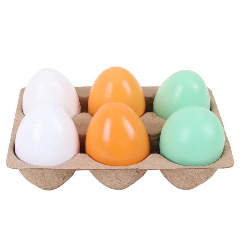 Kids Educational Toys Wooden Diy Creative Magnetic Simulation Colored Eggs Duck Eggs Wooden Children's Play House Toy Set Easter 6