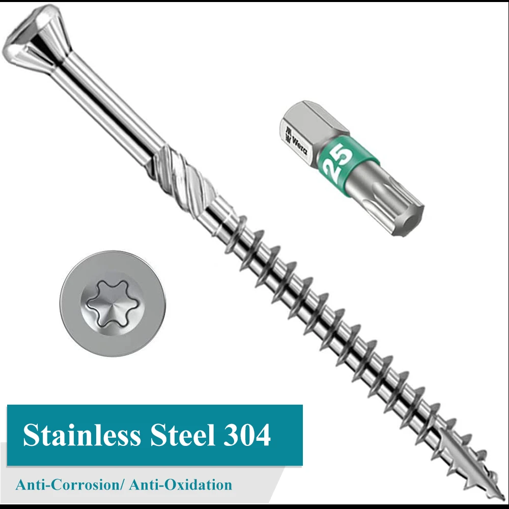 Torx Slot Knurled Type 17 Stainless Steel Deck Screws T25 Drive Self