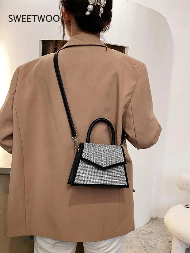 

Women Handbags And Purse Diamond Bling Pu Leather Handbags For Women Shoulder Bag High Quality Crossbody Bag Flap Design