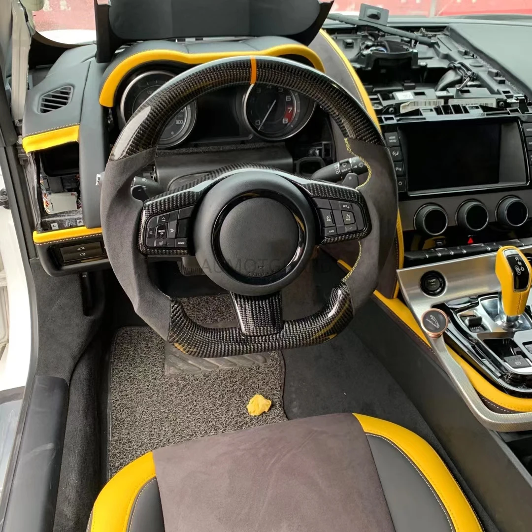자동차 스타일링 탄소 섬유 스티어링 휠 재규어 XF XE XJ F-TYPE XK Xfl XF XE F-PACE