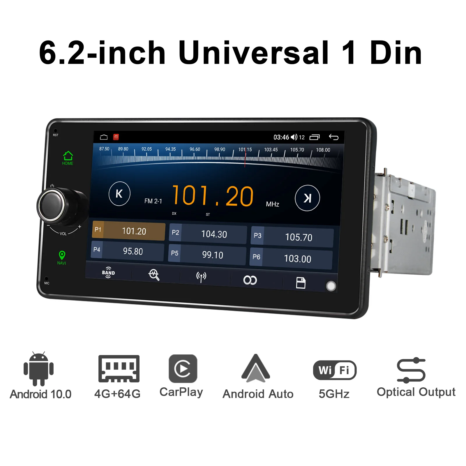 JOYING Car Radio Pantalla 1 din Android 10 Autoradio Stereo 6.2