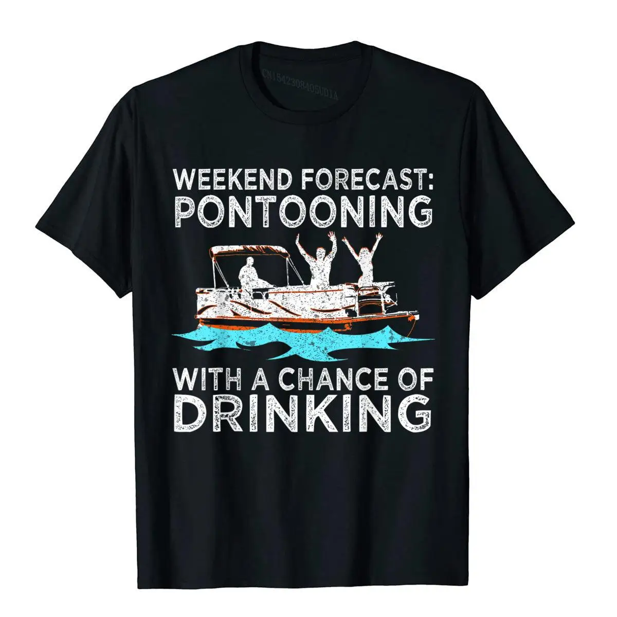 Weekend Forecast Pontooning Drinking Pontoon Boating Gift T-Shirt__B5395black