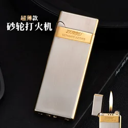 Zorro Genuine Butane Gas Inflatable Lighter Portable Personality Ultra-Thin Metal Flint Wheel Smoking Gift Boyfriend